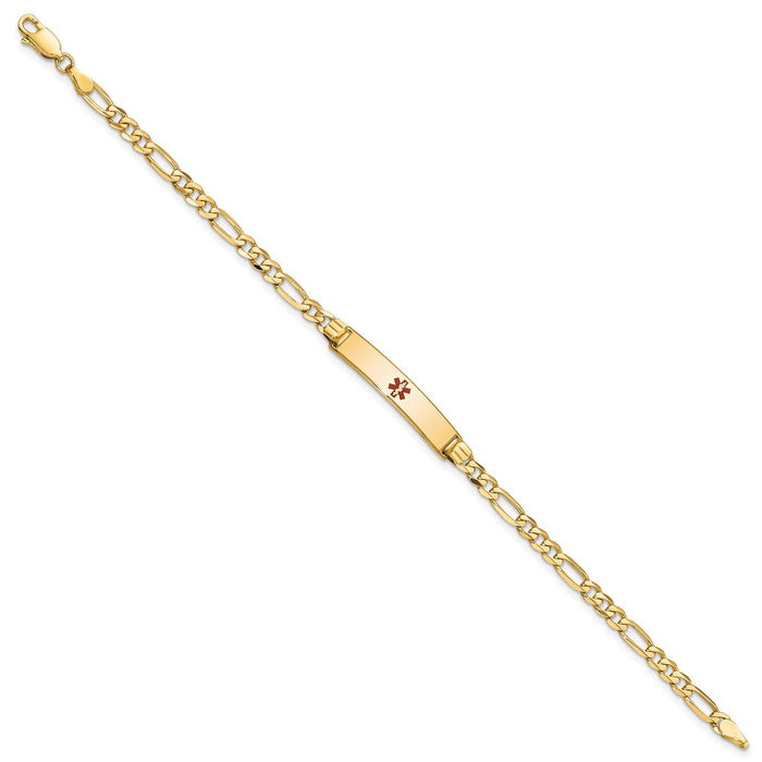 14K Medical Red Enamel Figaro ID Bracelet-XM553CR-7