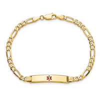 14K Medical Red Enamel Figaro ID Bracelet-XM553CR-7