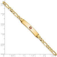 14K Medical Red Enamel Figaro ID Bracelet-XM553CR-7