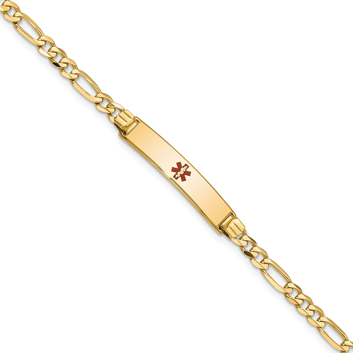 14K Medical Red Enamel Figaro ID Bracelet-XM553CR-7