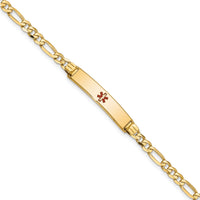 14K Medical Red Enamel Figaro ID Bracelet-XM553CR-7