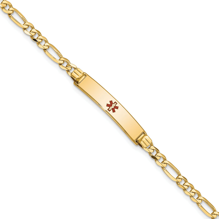 14K Medical Red Enamel Figaro ID Bracelet-XM553CR-7