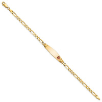 14K Medical Soft Diamond Shape Red Enamel Figaro ID Bracelet-XM553FC-7