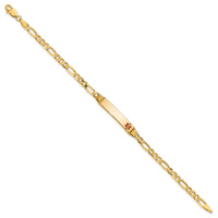 14K Medical Red Enamel Figaro ID Bracelet-XM553FR-7