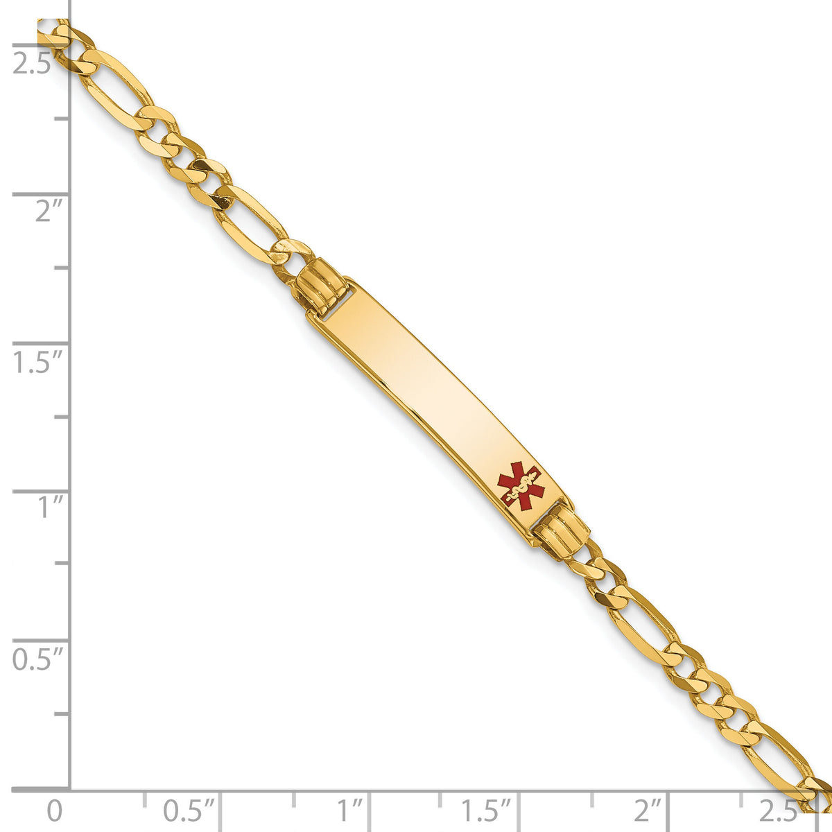 14K Medical Red Enamel Figaro ID Bracelet-XM553FR-7
