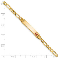 14K Medical Red Enamel Figaro ID Bracelet-XM553FR-7
