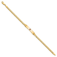 14K Medical Red Enamel Curb Link ID Bracelet-XM554CR-7