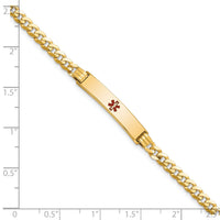 14K Medical Red Enamel Curb Link ID Bracelet-XM554CR-8