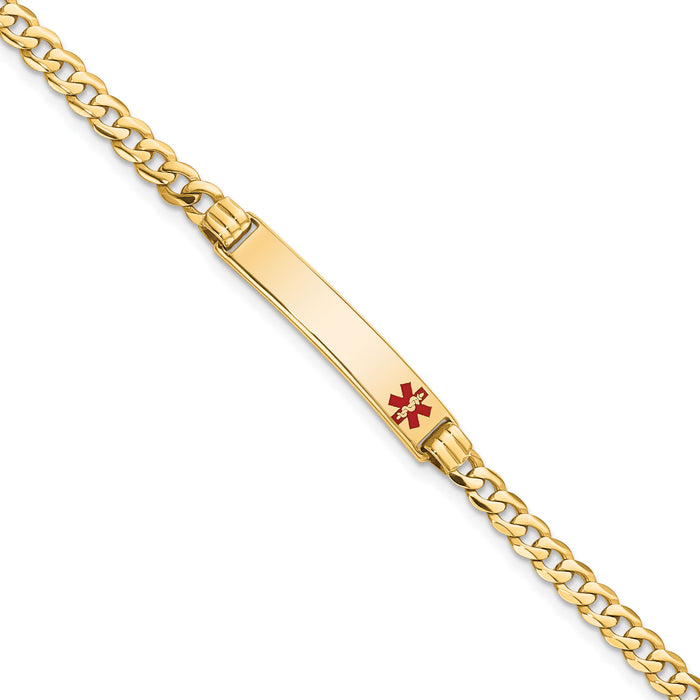 14K Medical Red Enamel Curb Link ID Bracelet-XM554FR-8