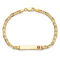14K Medical Red Enamel Anchor Link ID Bracelet-XM555FR-7