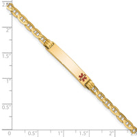 14K Medical Red Enamel Anchor Link ID Bracelet-XM555FR-8