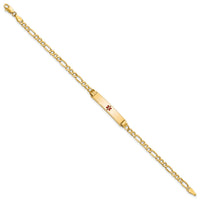 14K Semi-solid Medical Polished Red Enamel Figaro ID Bracelet-XM556CR-8