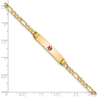 14K Semi-solid Medical Polished Red Enamel Figaro ID Bracelet-XM556CR-8