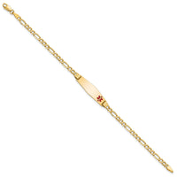 14K Medical Semi-Solid Soft Diamond Shape Red Enamel Figaro ID Bracelet-XM556FC-7