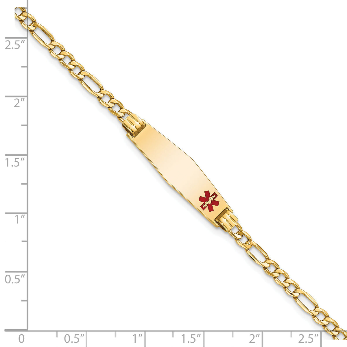 14K Medical Semi-Solid Soft Diamond Shape Red Enamel Figaro ID Bracelet-XM556FC-8