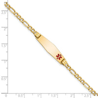 14K Medical Semi-Solid Soft Diamond Shape Red Enamel Figaro ID Bracelet-XM556FC-8