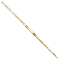 14K Semi-Solid Medical Polished Red Enamel Figaro ID Bracelet-XM556FR-7