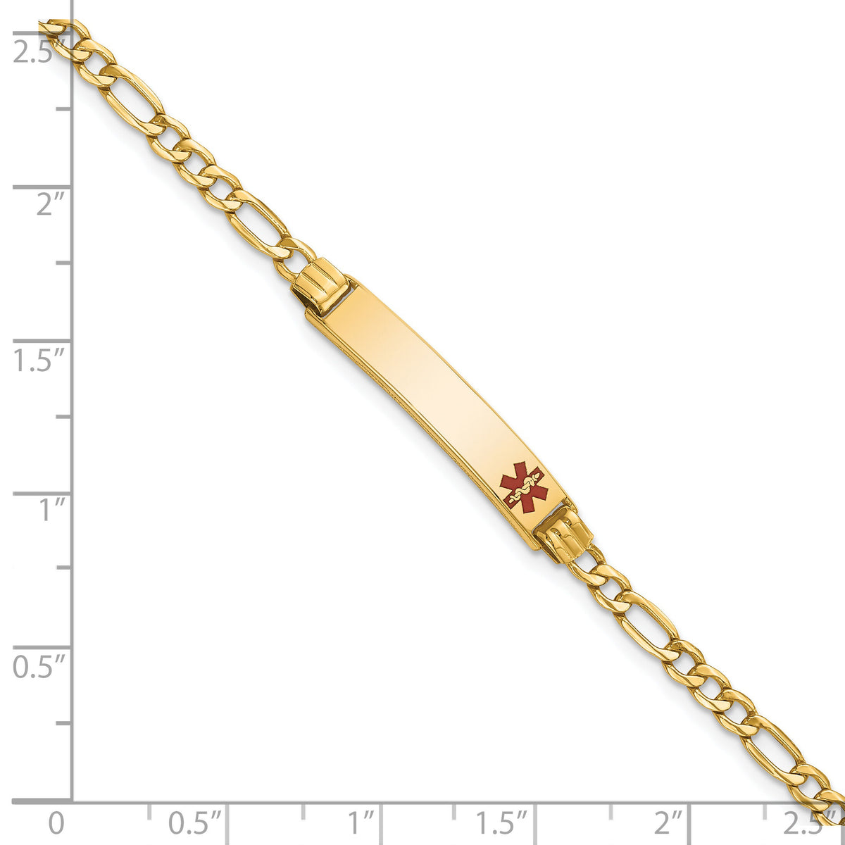 14K Semi-Solid Medical Polished Red Enamel Figaro ID Bracelet-XM556FR-7
