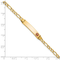 14K Semi-Solid Medical Polished Red Enamel Figaro ID Bracelet-XM556FR-7