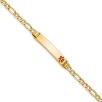 14K Semi-Solid Medical Polished Red Enamel Figaro ID Bracelet-XM556FR-7