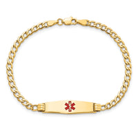 14K Medical Semi-Solid Soft Diamond Shape Red Enamel Cuban ID Bracelet-XM557CC-7