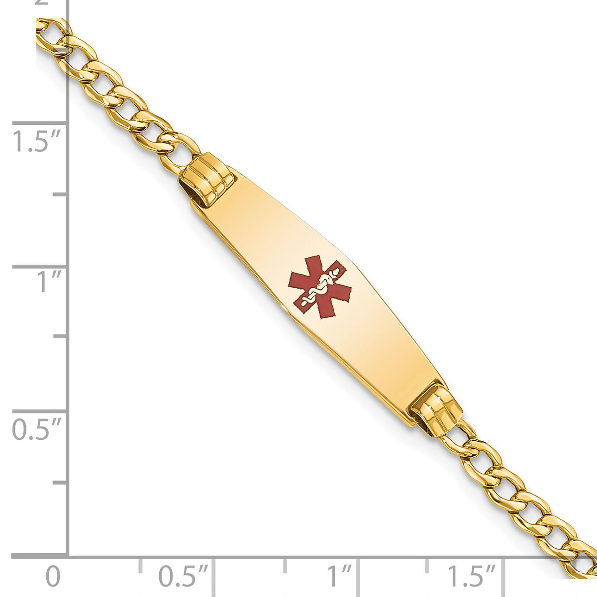 14K Medical Semi-Solid Soft Diamond Shape Red Enamel Cuban ID Bracelet-XM557CC-8