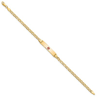 14K Semi-solid Medical Polished Red Enamel Cuban ID Bracelet-XM557CR-8
