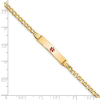 14K Semi-solid Medical Polished Red Enamel Cuban ID Bracelet-XM557CR-7