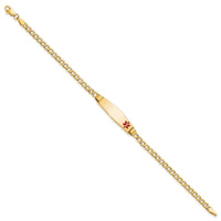 14K Medical Semi-Solid Soft Diamond Shape Red Enamel ID Cuban ID Bracelet-XM557FC-8