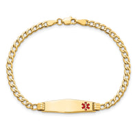 14K Medical Semi-Solid Soft Diamond Shape Red Enamel ID Cuban ID Bracelet-XM557FC-8