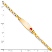 14K Medical Semi-Solid Soft Diamond Shape Red Enamel ID Cuban ID Bracelet-XM557FC-8
