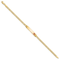 14K Semi-Solid Medical Red Enamel Cuban Link ID Bracelet-XM557FR-8