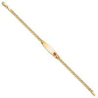 14K Medical Semi-solid Soft Diamond Shape Red Enamel Anchor ID Bracelet-XM558FC-8