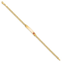 14K Semi-Solid Medical Red Enamel Anchor Link ID Bracelet-XM558FR-7