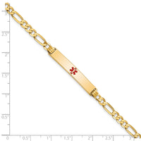 14K Medical Red Enamel Flat Figaro Link ID Bracelet-XM560CR-7