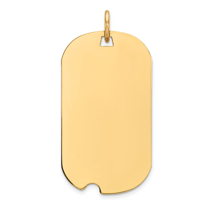 14k Plain .027 Gauge Engraveable Dog Tag w/Notch Disc Charm-XM561/27