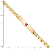 14K Medical Red Enamel Flat Curb Link ID Bracelet-XM562CR-8