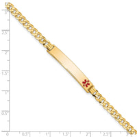 14K Medical Red Enamel Flat Curb Link ID Bracelet-XM562FR-7