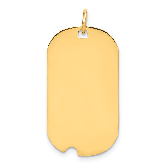 14k Plain .035 Gauge Engraveable Dog Tag w/Notch Disc Charm-XM562/35