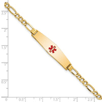 14K Semi-solid Medical Soft Diamond Shape Red Enamel Figaro ID Bracelet-XM563CC-7