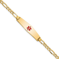 14K Semi-Solid Medical Soft Diamond Shape Red Enamel Figaro ID Bracelet-XM563CC-8