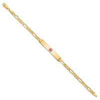 14K Semi-solid Medical Red Enamel ID Bracelet-XM563CR-7