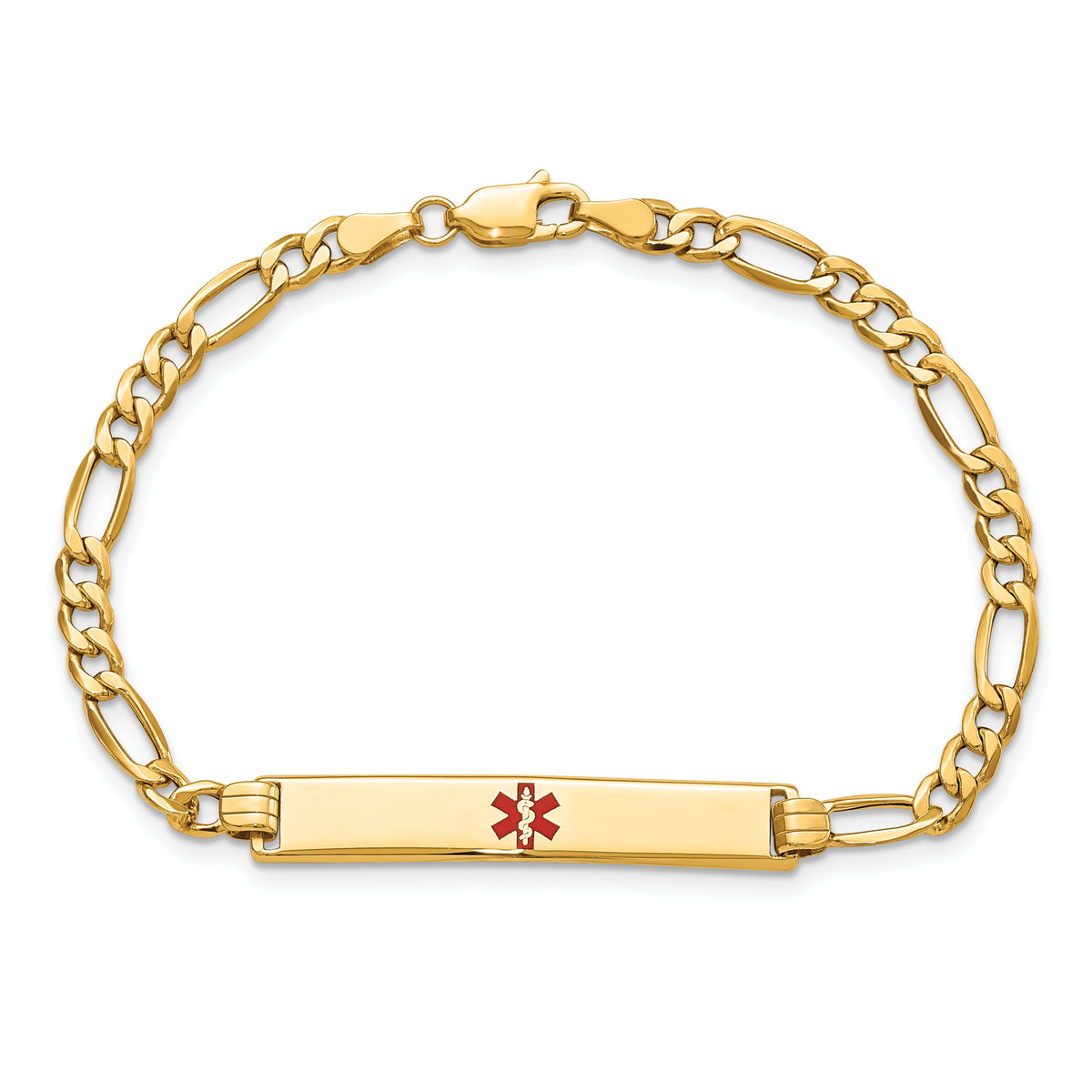 14K Semi-solid Medical Red Enamel ID Bracelet-XM563CR-7