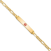 14K Semi-solid Medical Red Enamel ID Bracelet-XM563CR-7