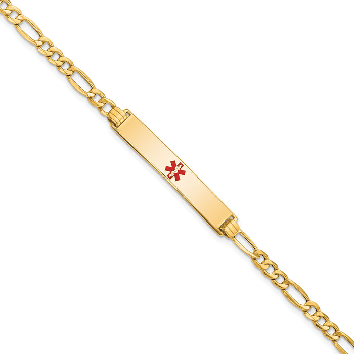 14K Semi-solid Medical Red Enamel ID Bracelet-XM563CR-7