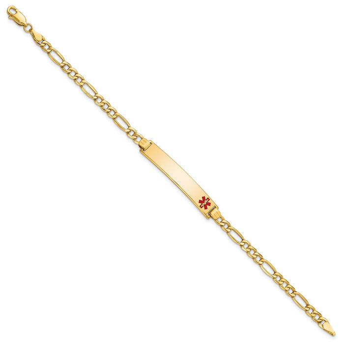 14K Semi-solid Medical Red Enamel Figaro ID Bracelet-XM563FR-7