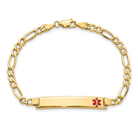 14K Semi-solid Medical Red Enamel Figaro ID Bracelet-XM563FR-7