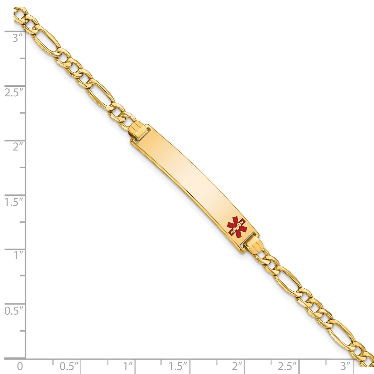 14K Semi-solid Medical Red Enamel Figaro ID Bracelet-XM563FR-7