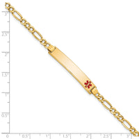 14K Semi-Solid Medical Polished Red Enamel Figaro ID Bracelet-XM563FR-8