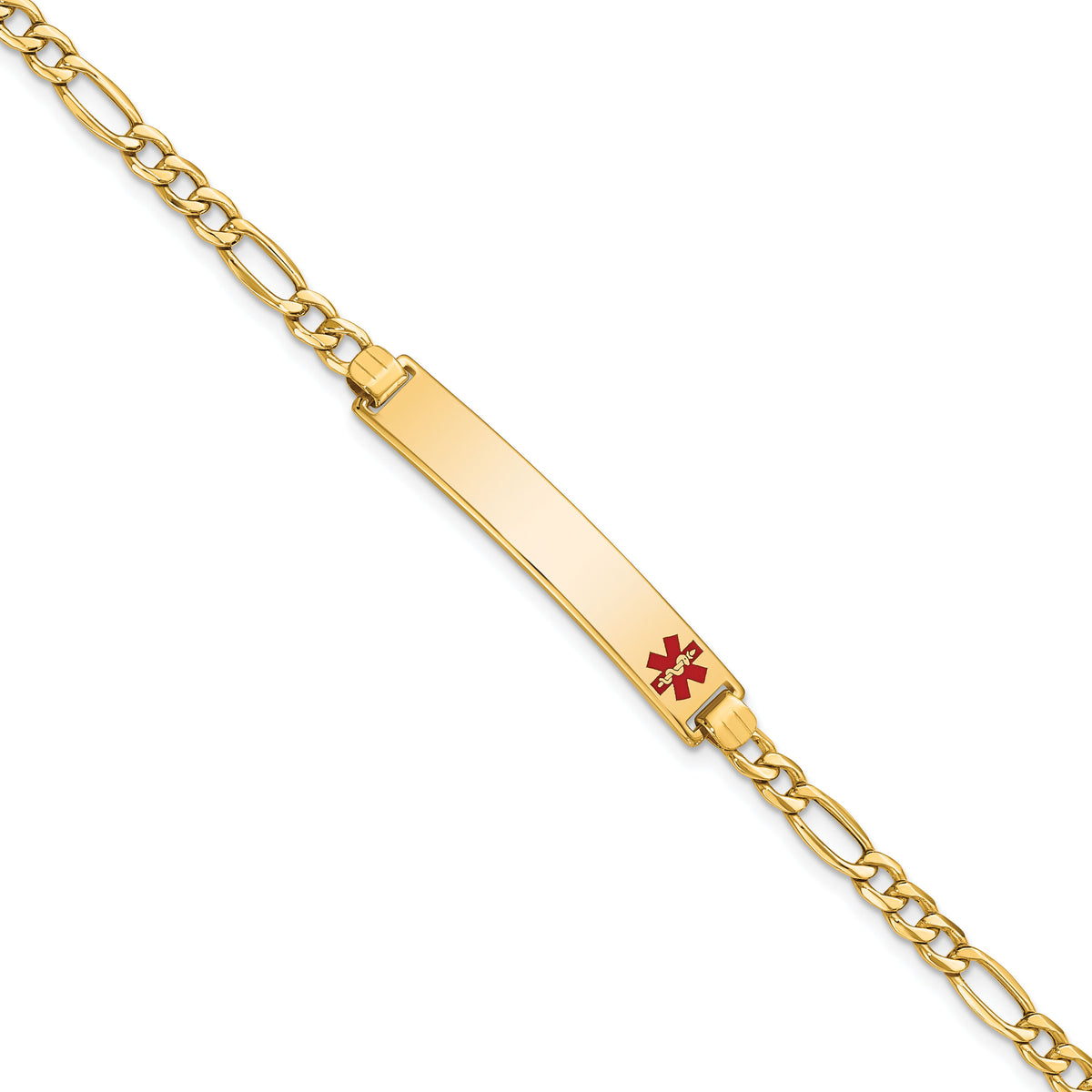 14K Semi-solid Medical Red Enamel Figaro ID Bracelet-XM563FR-7